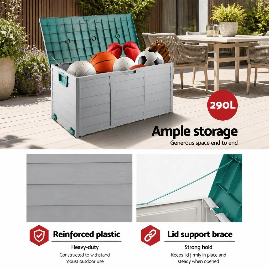 Outdoor Storage Box Garden 290L Lockable Tool Organiser with Wheels