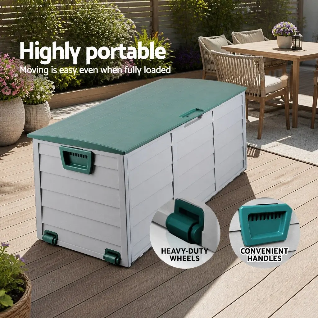 Outdoor Storage Box Garden 290L Lockable Tool Organiser with Wheels