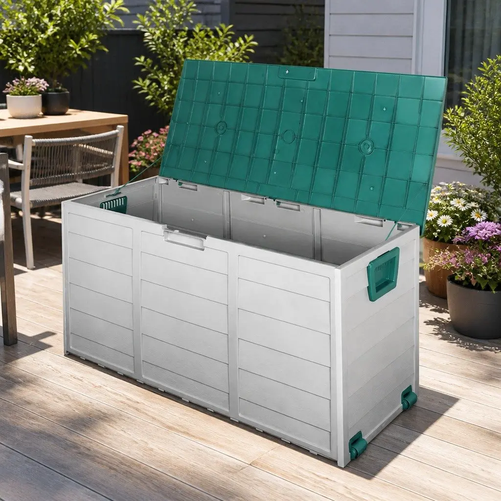 Outdoor Storage Box Garden 290L Lockable Tool Organiser with Wheels