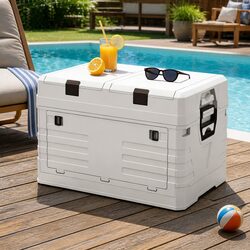 60L Outdoor Storage Box Foldable Collapsible Organizer Camping Portable Beige