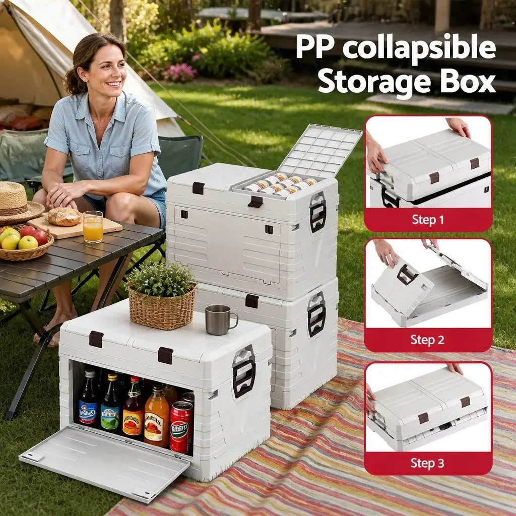 Outdoor Storage Box for Camping and Home Organization 60L Beige
