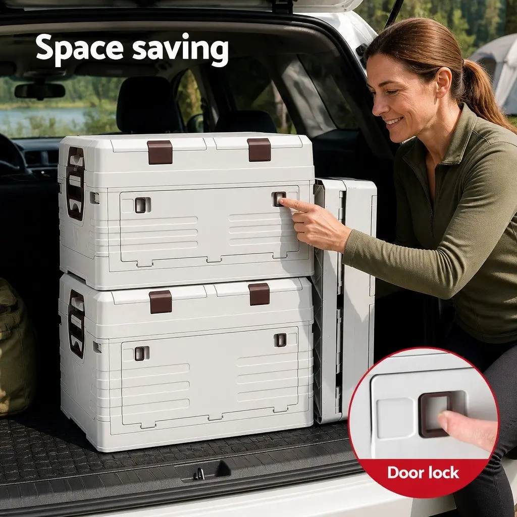 Outdoor Storage Box for Camping and Home Organization 60L Beige