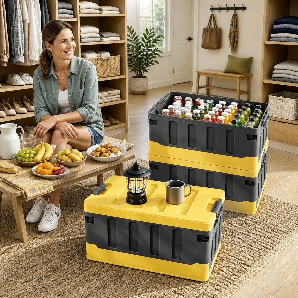Collapsible Storage Box Outdoor 60L Yellow