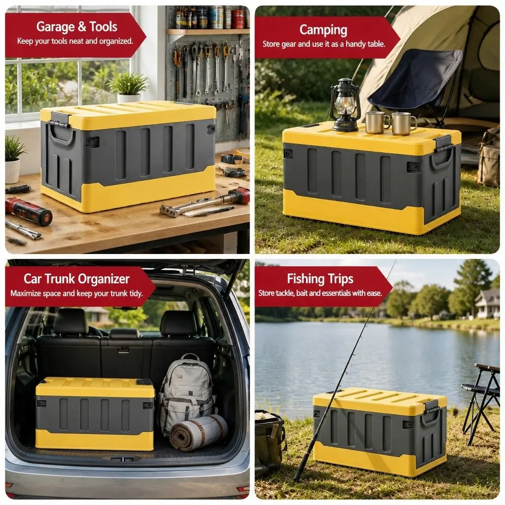 Collapsible Storage Box Outdoor 60L Yellow