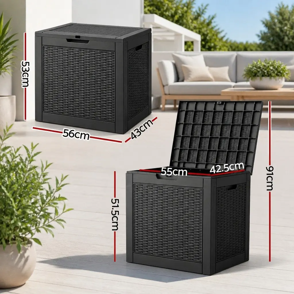 Outdoor Storage Box for Garden Patio Balcony 118L Lockable Container Rattan Texture