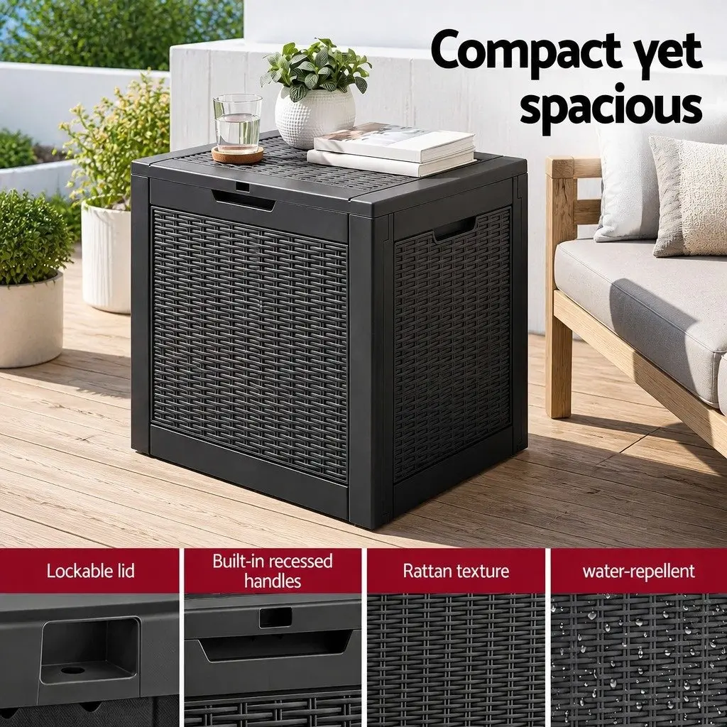 Outdoor Storage Box for Garden Patio Balcony 118L Lockable Container Rattan Texture