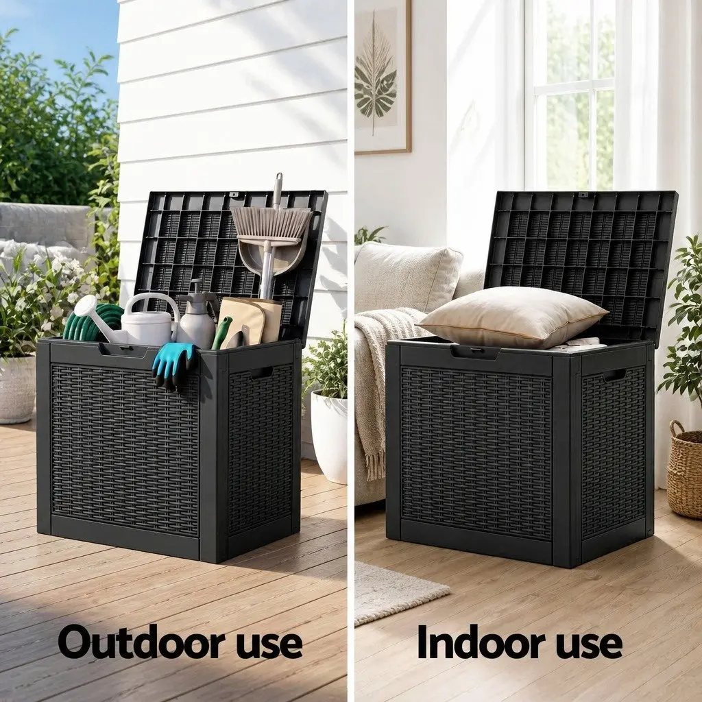 Outdoor Storage Box for Garden Patio Balcony 118L Lockable Container Rattan Texture