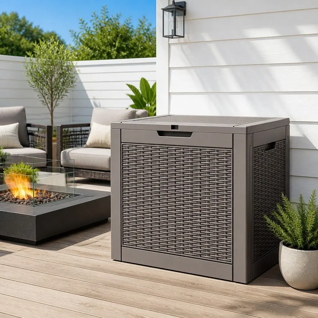 118L Rattan-Texture Storage Box