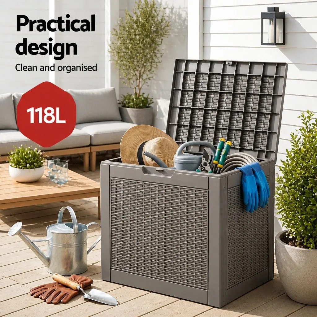 Outdoor Storage Box for Garden Patio Balcony 118L Lockable Container