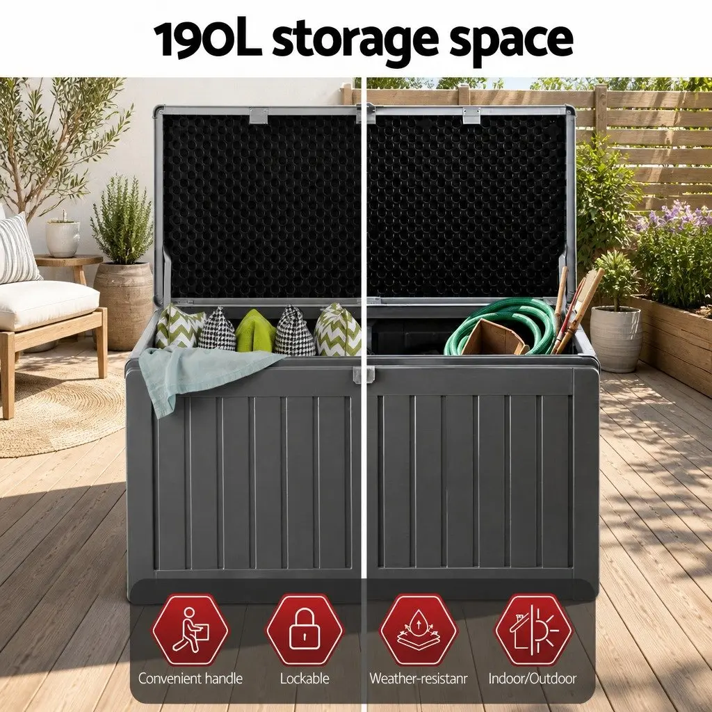 Outdoor Storage Box for Garden 190L Grey