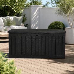 Outdoor Storage Box 270L Lockable Garden Bench Container Tool Shed Black