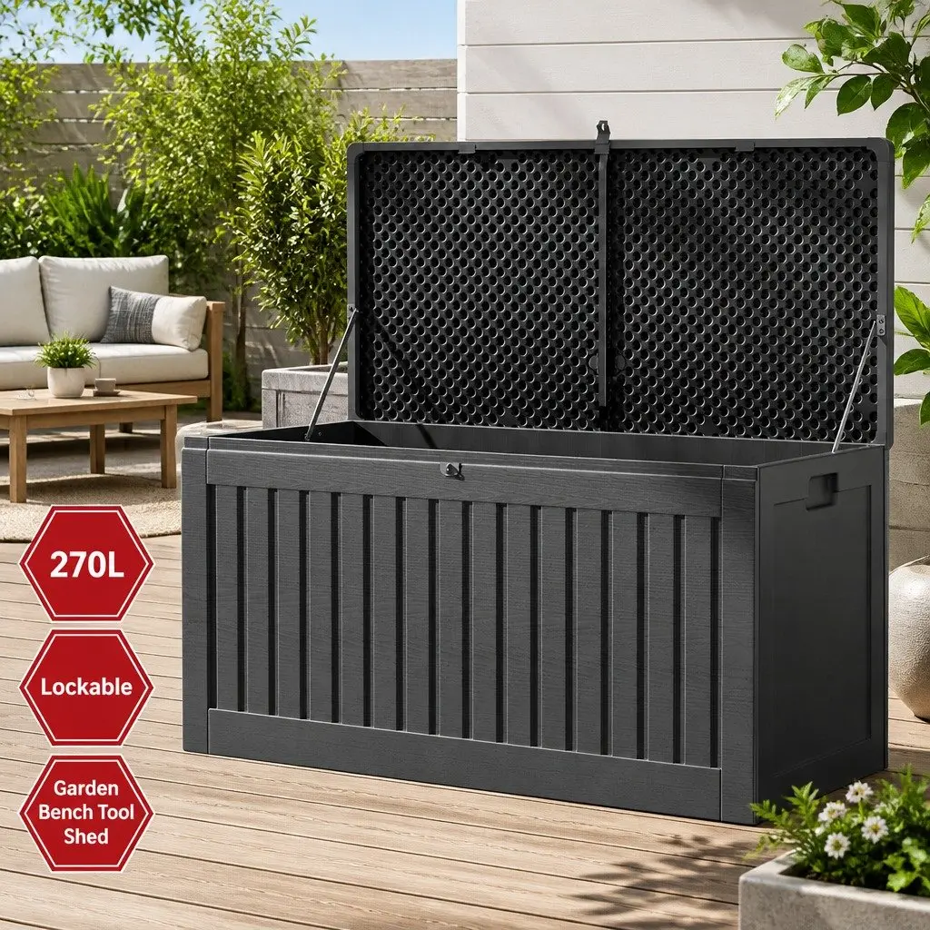 270L Outdoor Storage Box with Bench