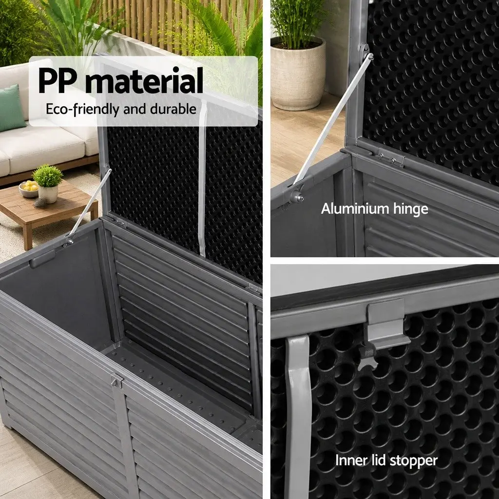 Outdoor Storage Box 490L Lockable Garden Bench Seat Tools Toy Container Grey