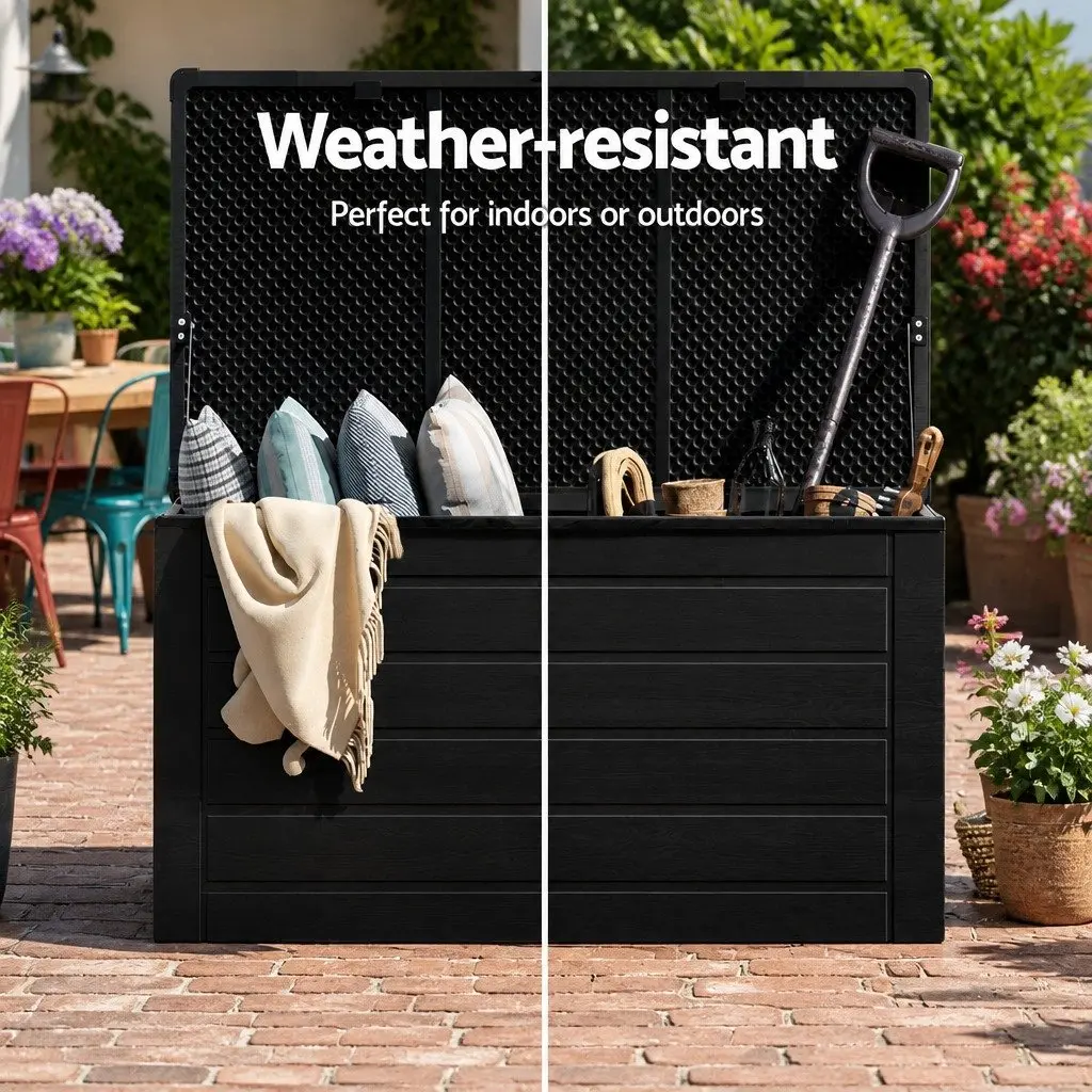 Outdoor Storage Box for Garden 680L Black