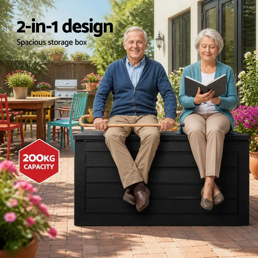 Outdoor Storage Box for Garden 680L Black