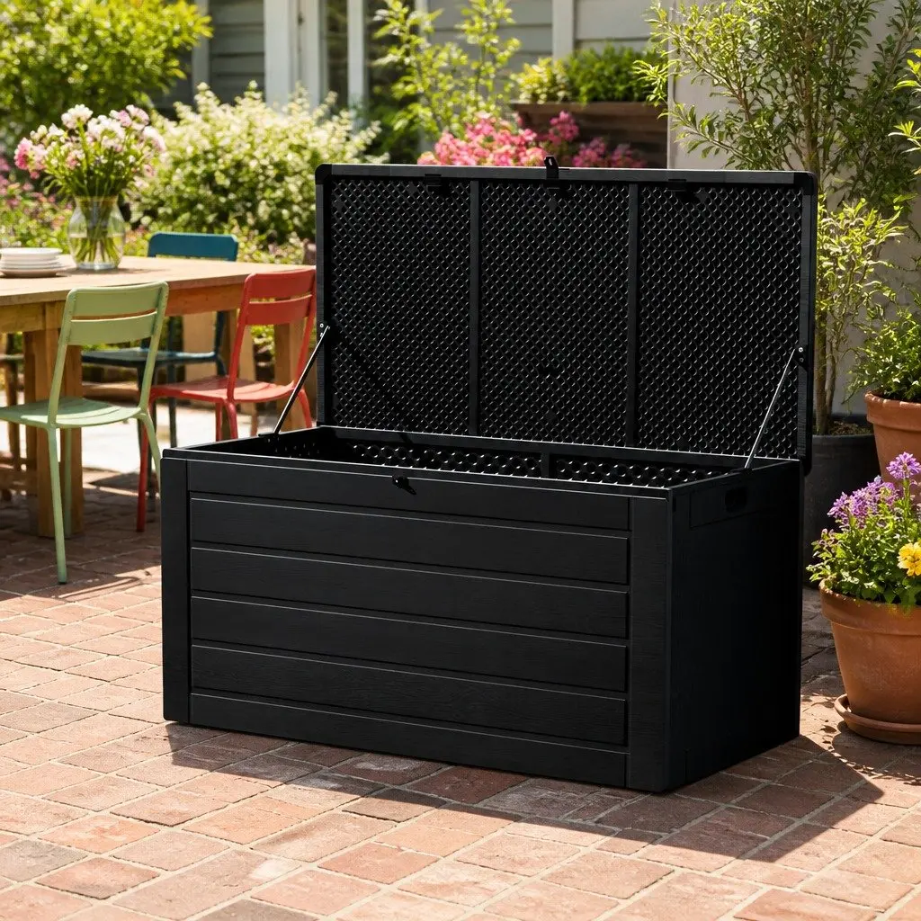 Outdoor Storage Box for Garden 680L Black