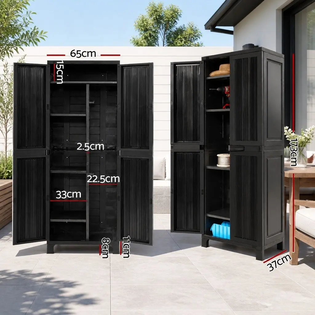 Outdoor Storage Cabinet Lockable Cupboard 173cm Tall