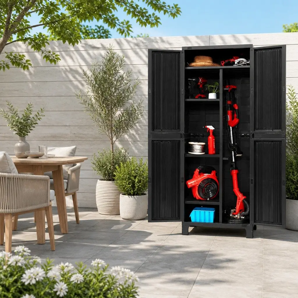 Outdoor Storage Cabinet Lockable Cupboard 173cm Tall