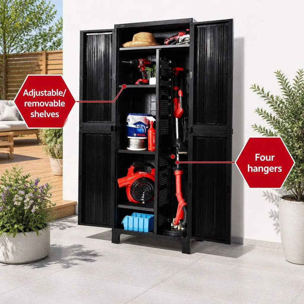 Outdoor Storage Cabinet Lockable Cupboard 173cm Tall