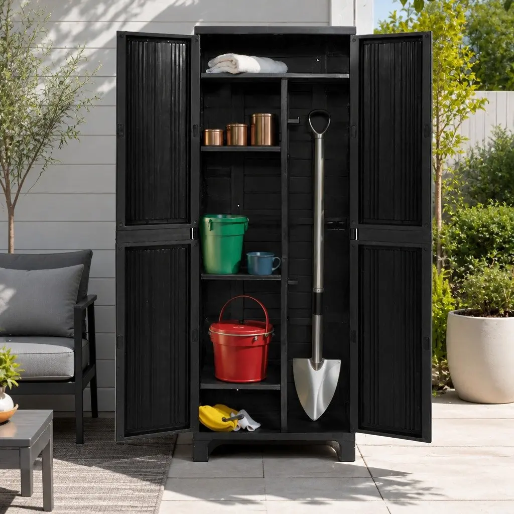 Outdoor Storage Cabinet Lockable Cupboard 173cm Tall