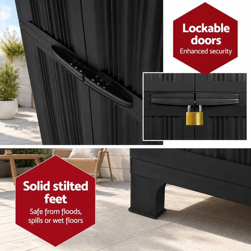 Outdoor Storage Cabinet Lockable Cupboard 173cm Tall