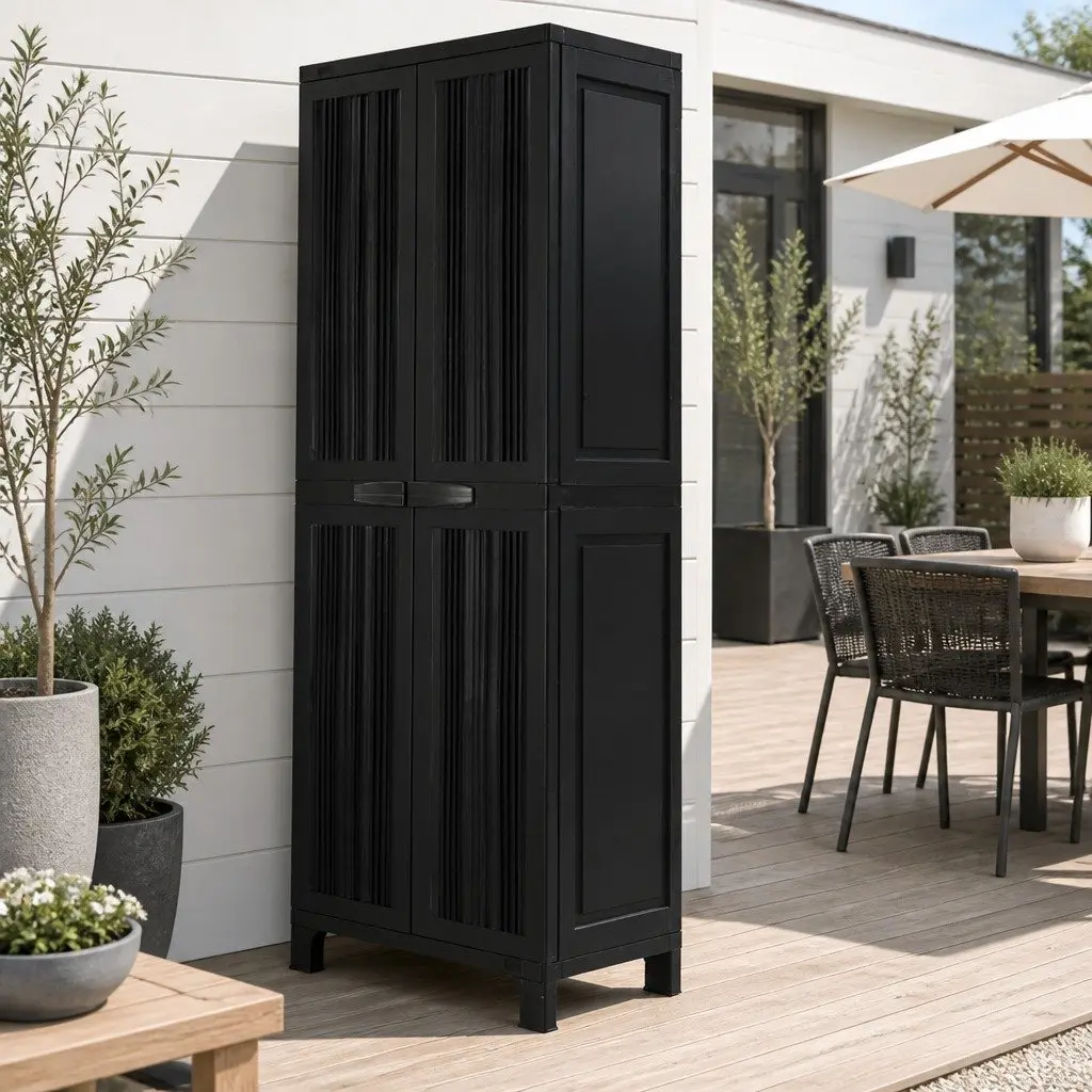 Outdoor Storage Cabinet Lockable Cupboard 173cm Tall