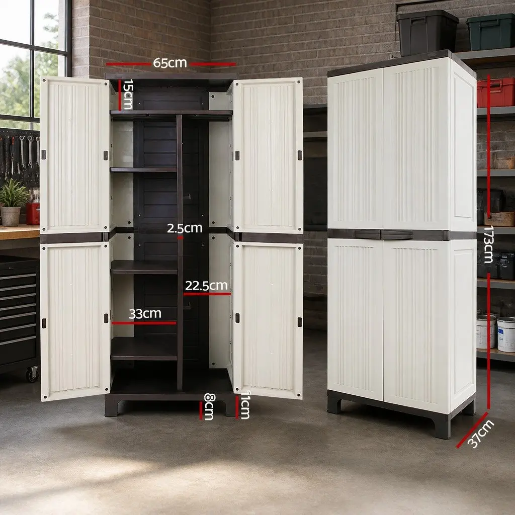 Outdoor Storage Cabinet 173cm Tall Lockable Cupboard Adjustable Shelves