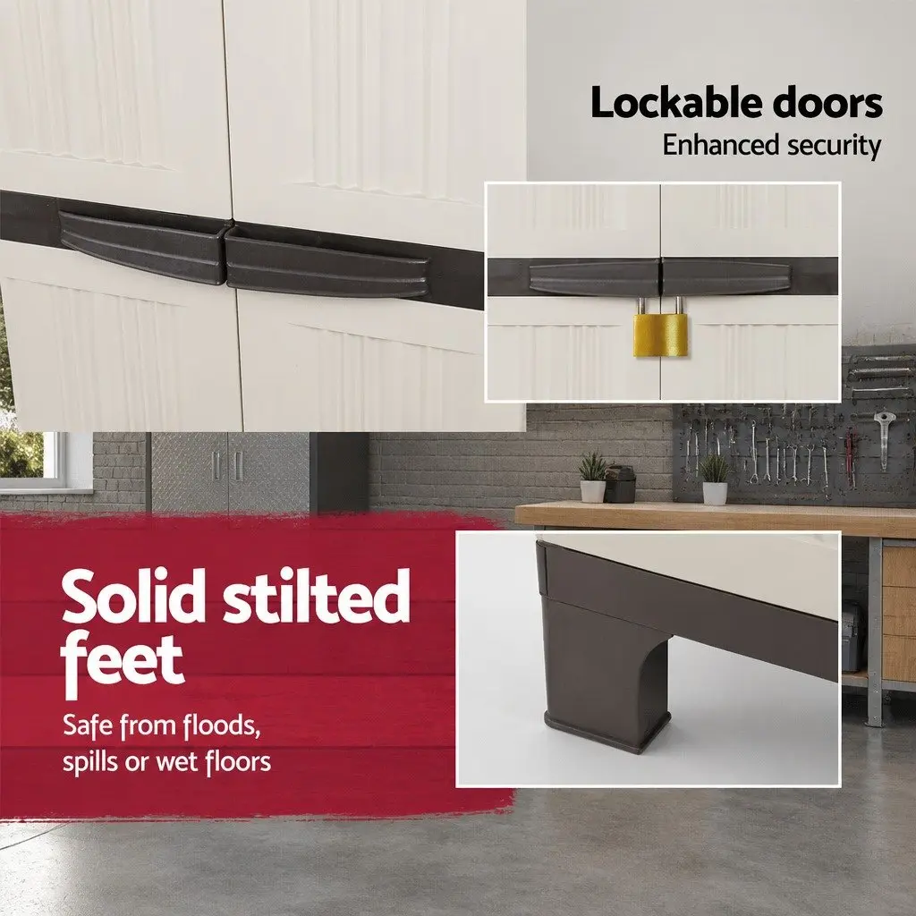 Outdoor Storage Cabinet 173cm Tall Lockable Cupboard Adjustable Shelves