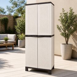 Outdoor Storage Cabinet 173cm Tall Lockable Cupboard Adjustable Shelves Garden