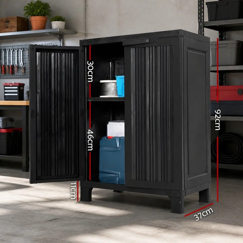 Outdoor Storage Cabinet for Garage 92cm Tall Lockable Cupboard with Adjustable Shelves