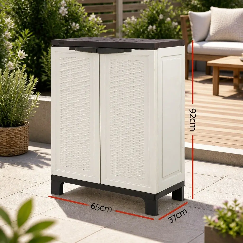 Outdoor Storage Cabinet for Garden Tools 37cm x 65cm x 92cm Beige Rattan