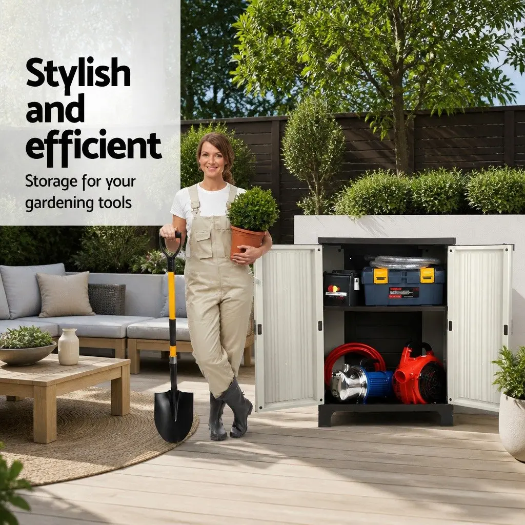 Outdoor Storage Cabinet for Garden Tools 37cm x 65cm x 92cm Beige Rattan