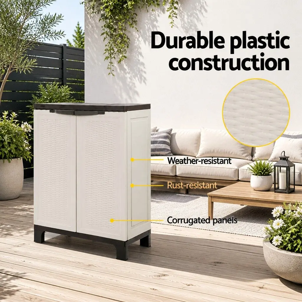 Outdoor Storage Cabinet for Garden Tools 37cm x 65cm x 92cm Beige Rattan