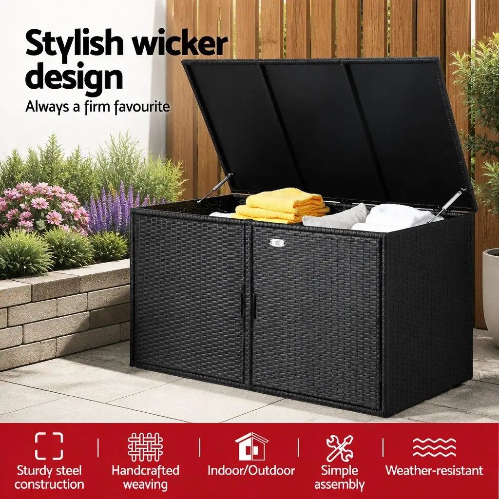 Outdoor Storage Cabinet Box for Garden Tools Black 110.5cm