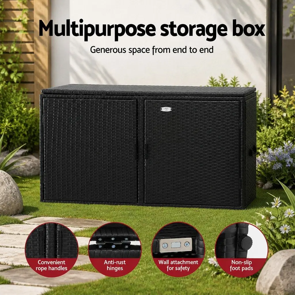 Outdoor Storage Cabinet Box for Garden Tools Black 110.5cm