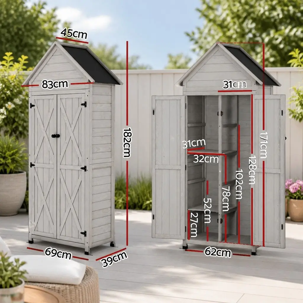 Outdoor Storage Cabinet Organizer for Garden and Patio Grey 3 Tier