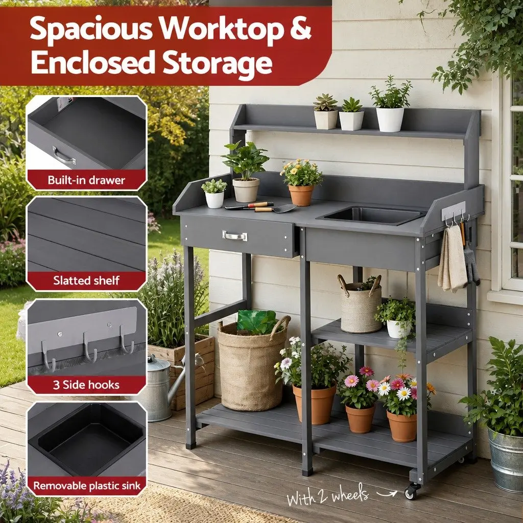 Outdoor Potting Bench Workstation