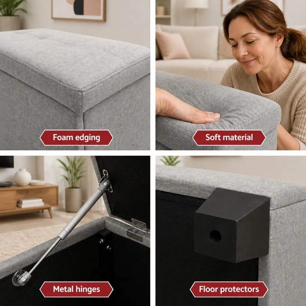 Storage Ottoman Lounge 97cm Light Grey Linen