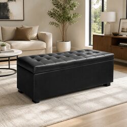 Storage Ottoman Blanket Box 97cm Black - Specs Inside