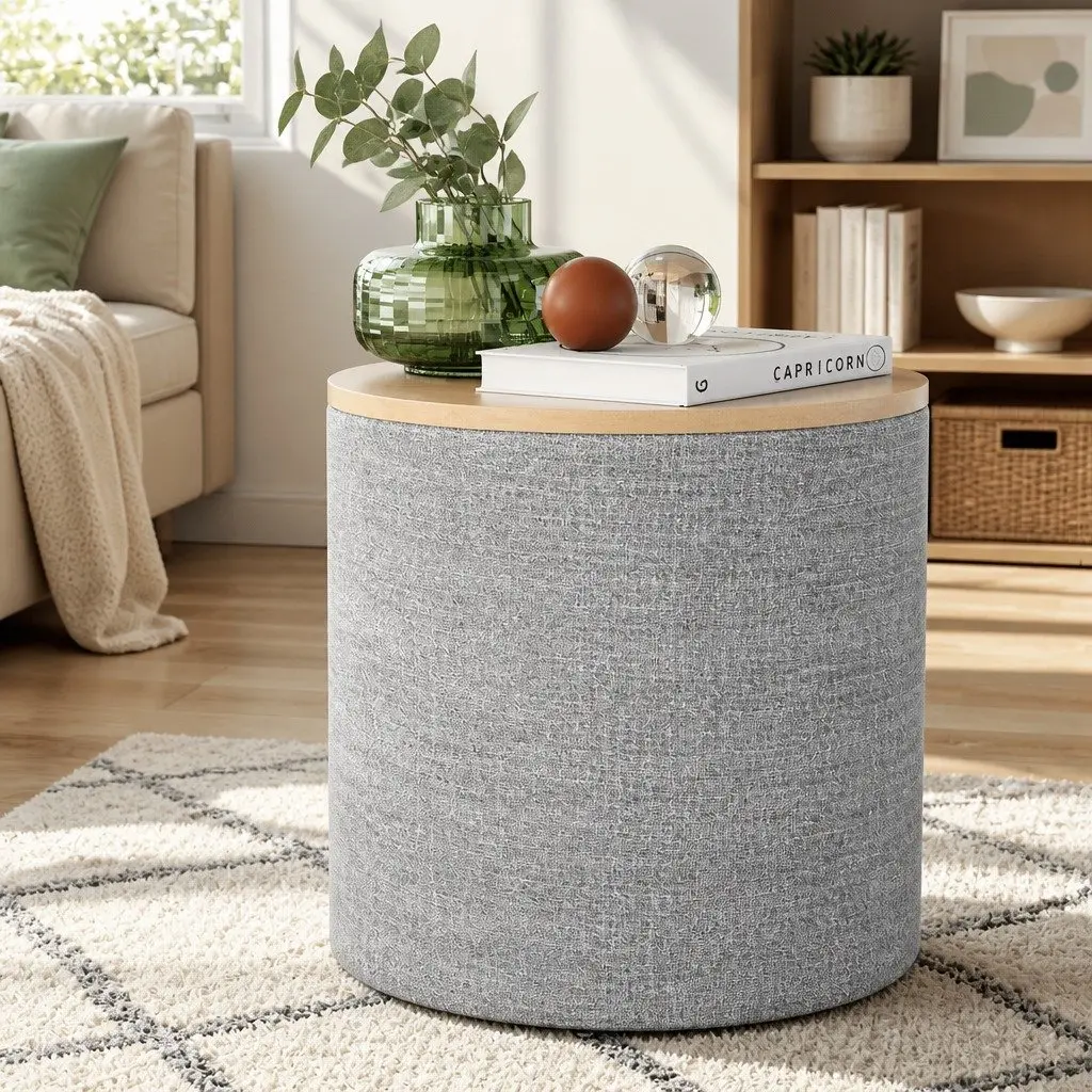 Round Storage Ottoman Living Room 40cm