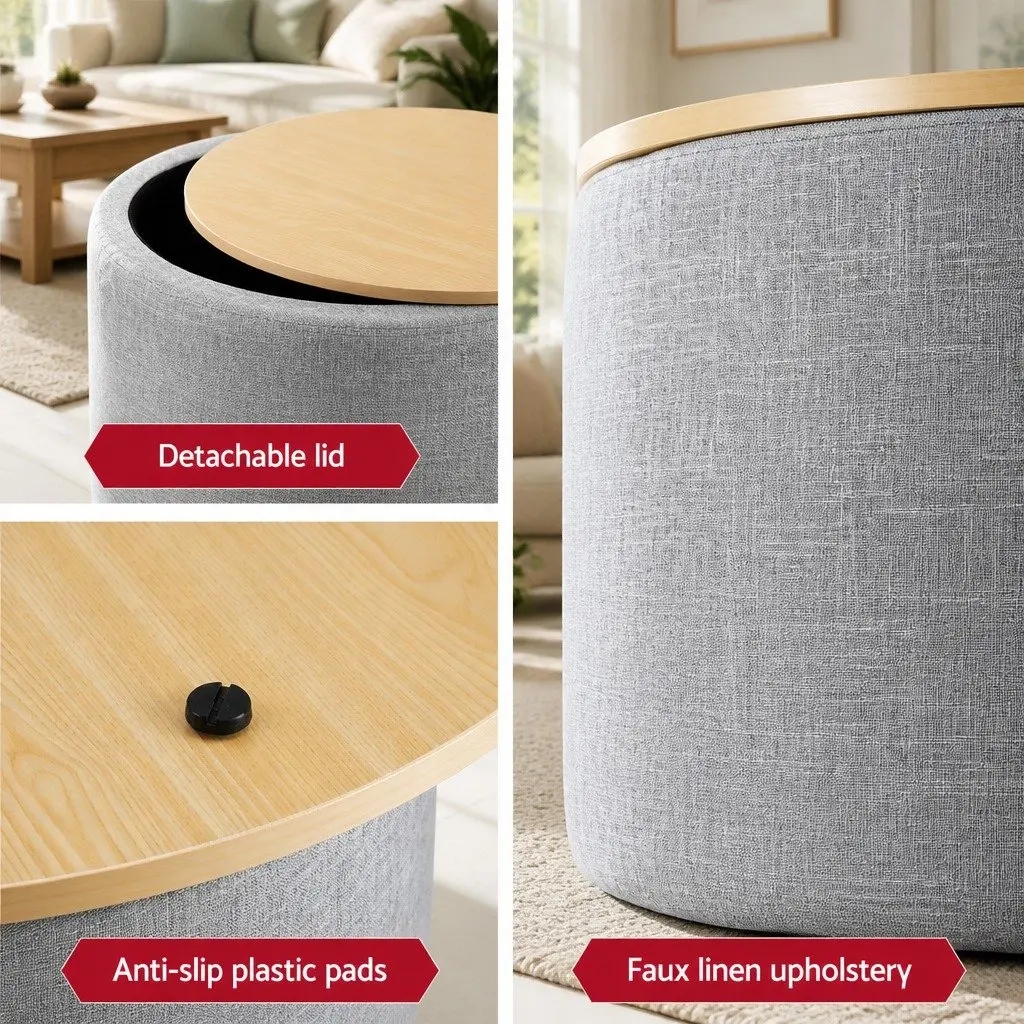 Round Storage Ottoman Living Room 40cm