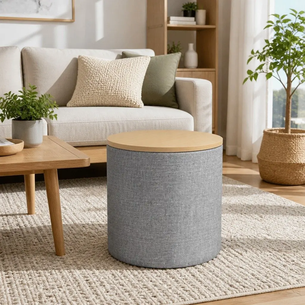 Round Storage Ottoman Living Room 40cm
