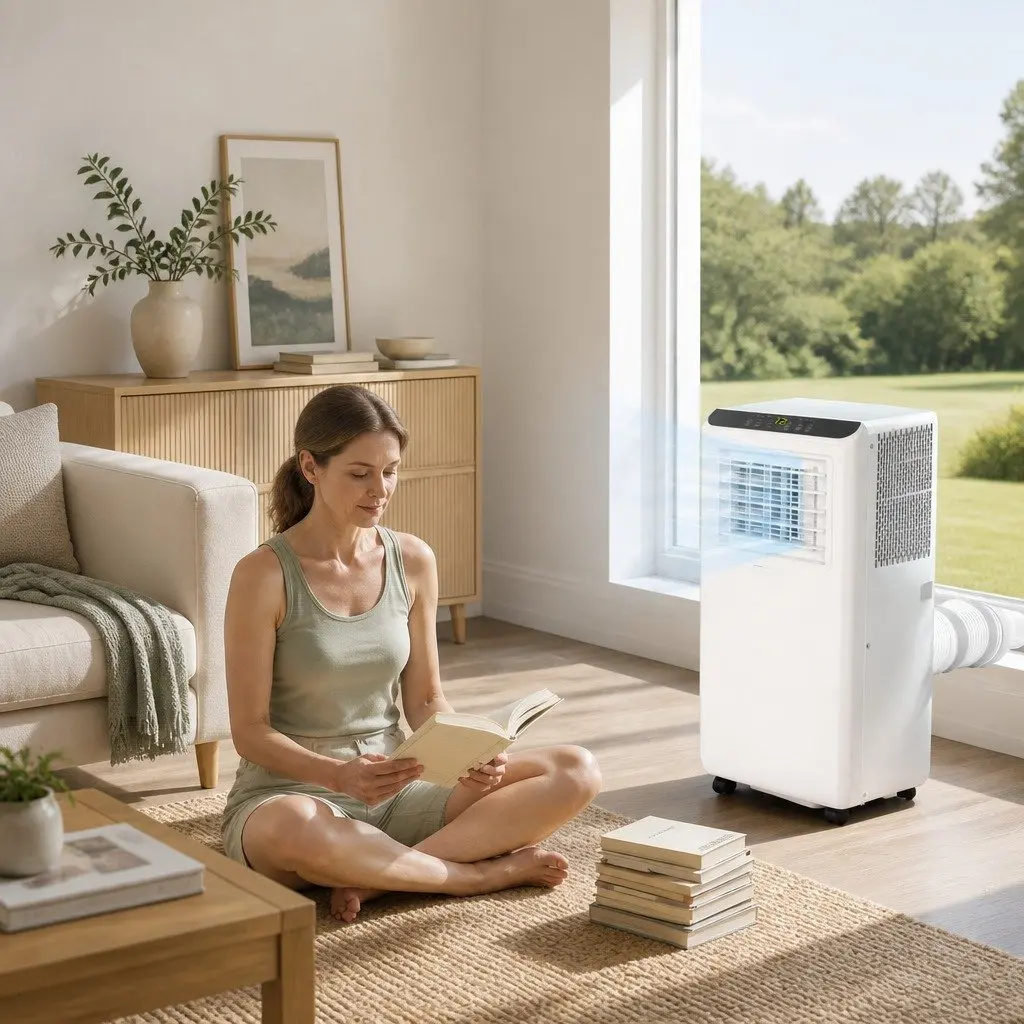 Portable Air Conditioner 7000BTU Cooling Dehumidifier Fan 3-in-1 Unit White for Rooms up to 14㎡