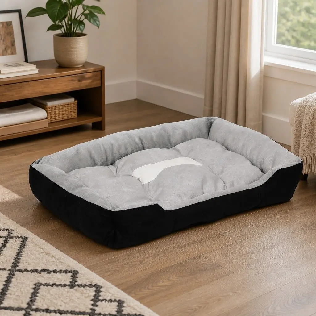 Pet Bed for Dogs and Cats Large Mattress Grey Black or Grey Navy 80x60x15 cm