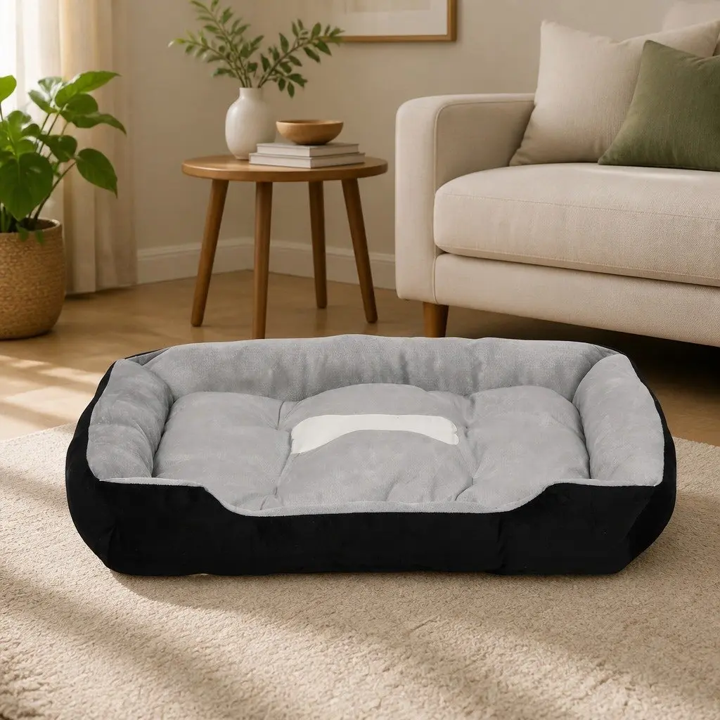Pet Bed for Dogs and Cats Large Mattress Grey Black or Grey Navy 80x60x15 cm