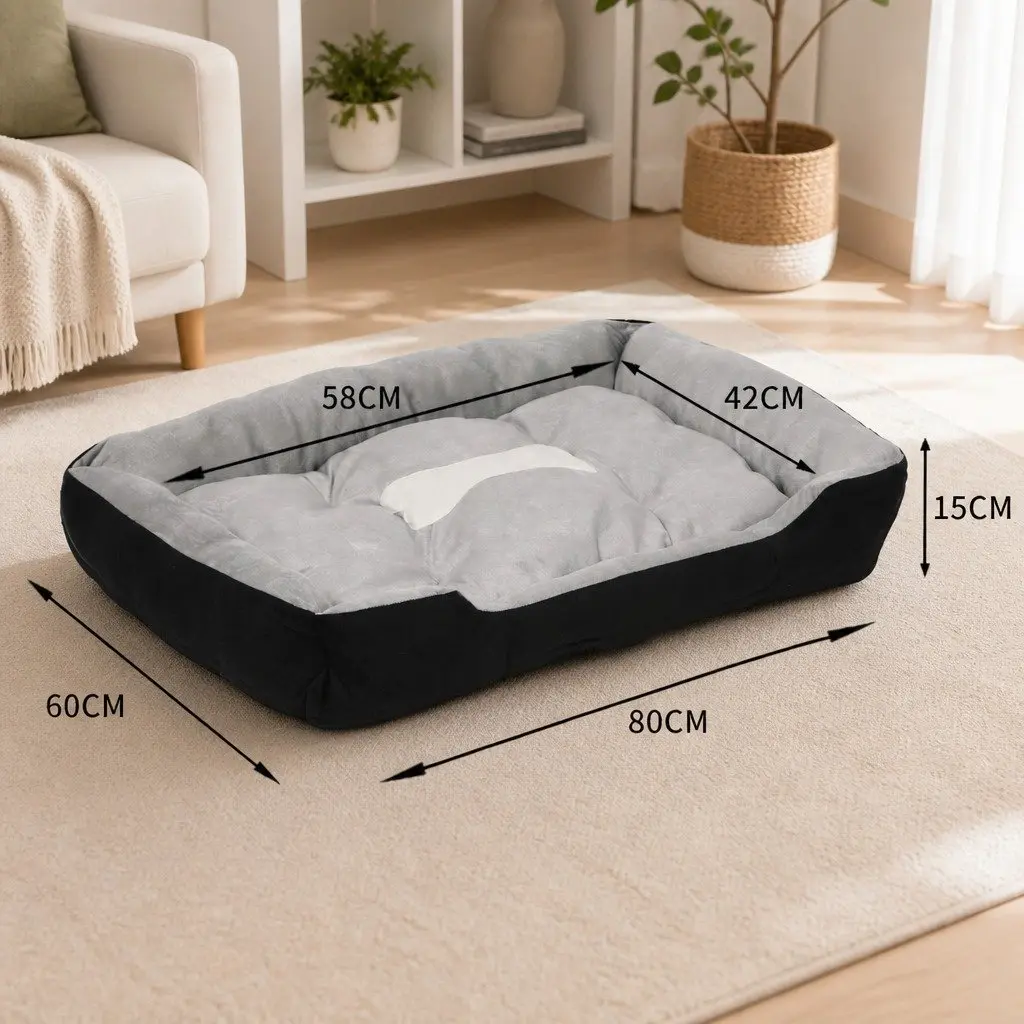 Pet Bed for Dogs and Cats Large Mattress Grey Black or Grey Navy 80x60x15 cm