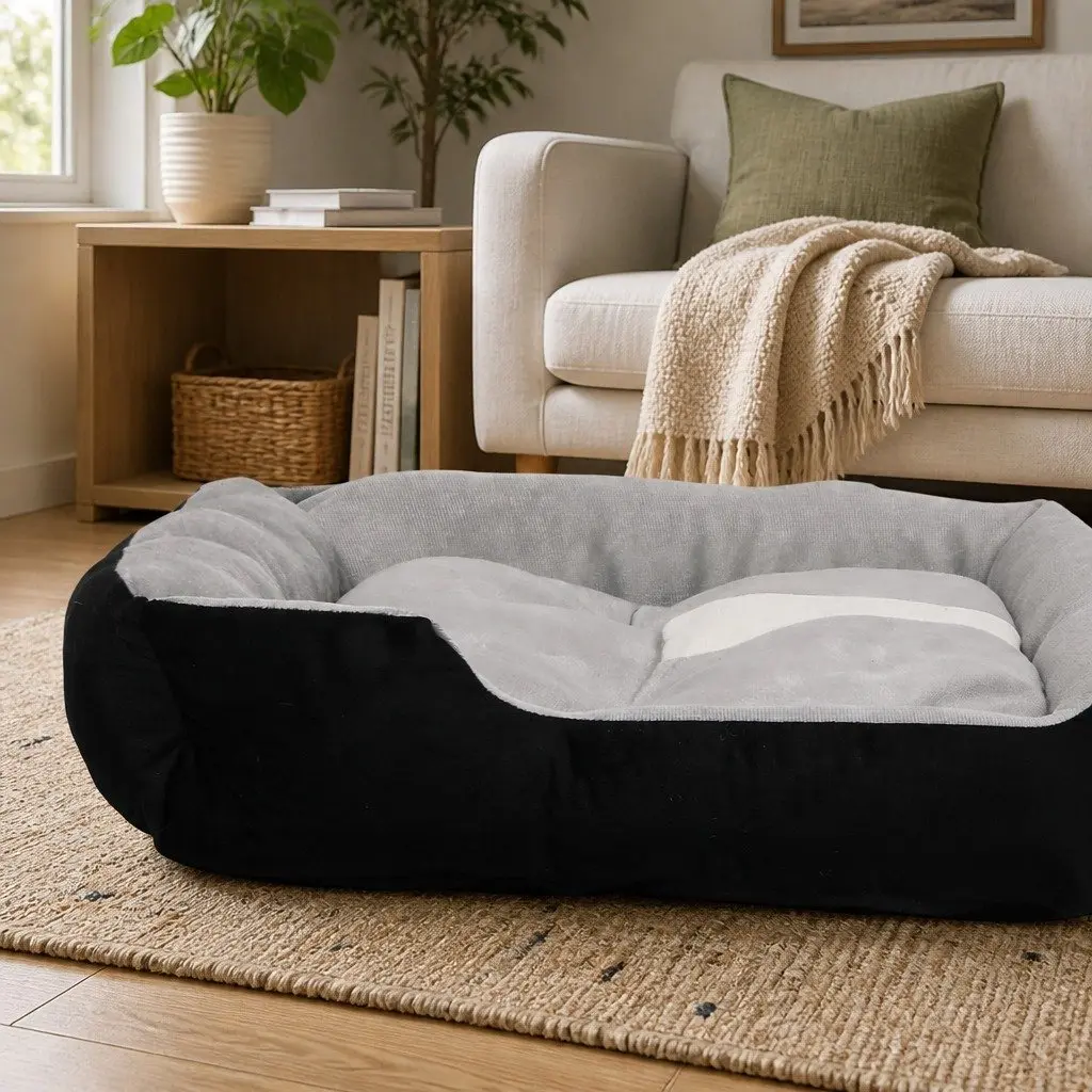 Pet Bed for Dogs and Cats Large Mattress Grey Black or Grey Navy 80x60x15 cm