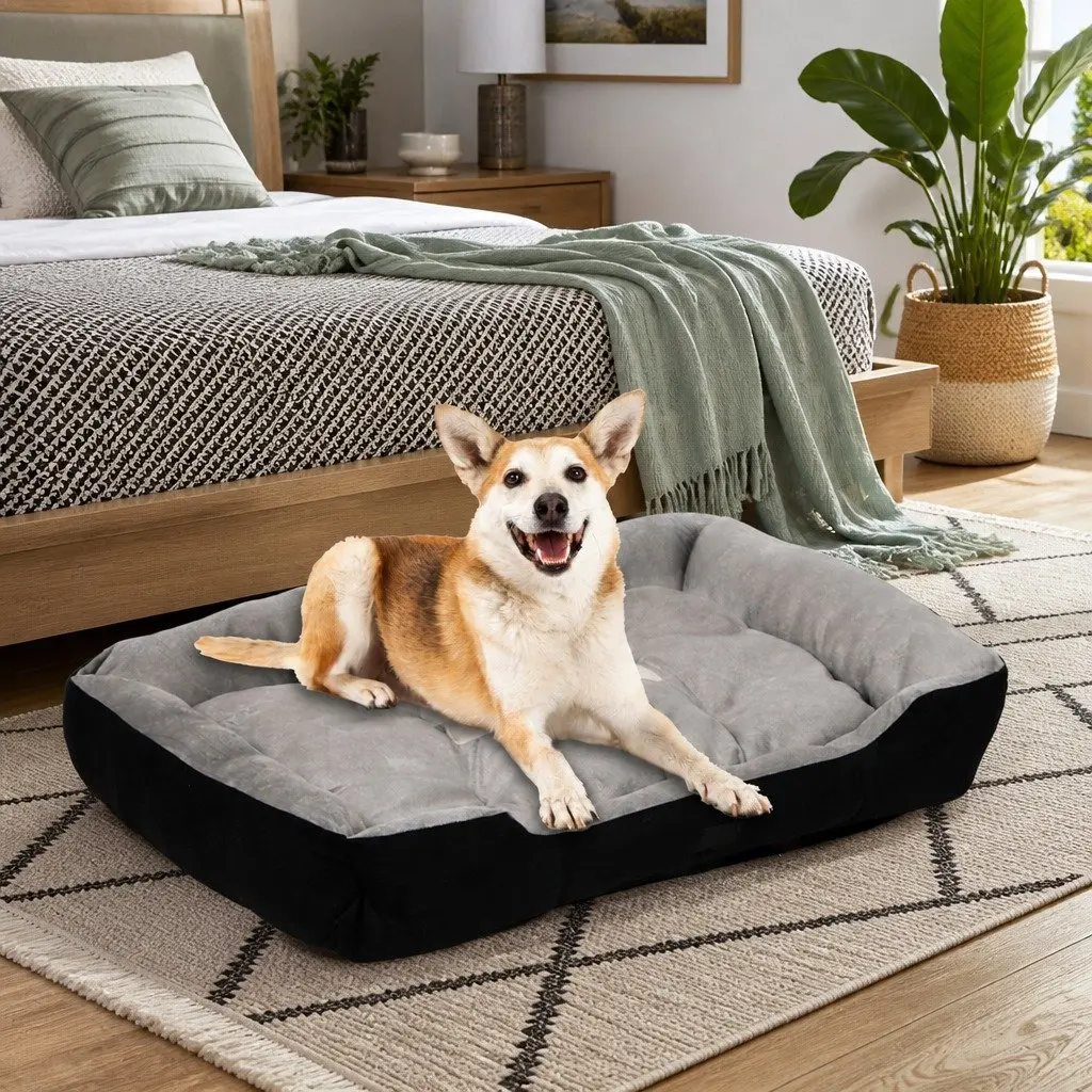 Pet Bed for Dogs and Cats Large Mattress Grey Black or Grey Navy 80x60x15 cm