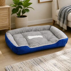 Pet Bed - Large Washable Mattress, Grey & Navy