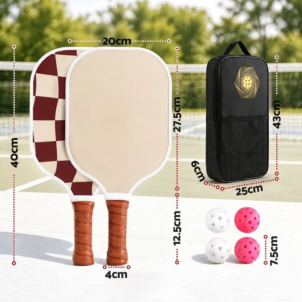 Pickleball Paddle Set for Sports and Fitness with Honeycomb Core Fibreglass Racquets and Carry Bag